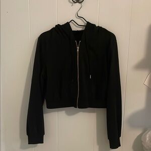 Black Hooded Zip-Up Jacket